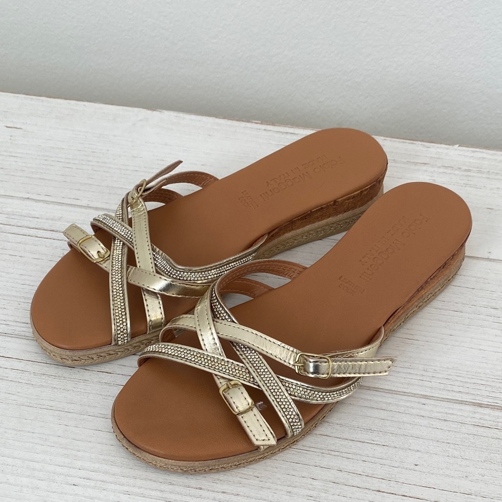 Fabio Maggenil gold strap sandals